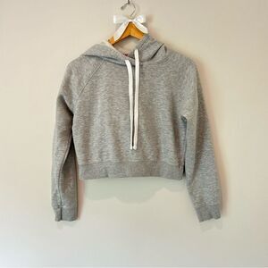Kadyluxe Cropped Light Gray Hoodie Sweatshirt